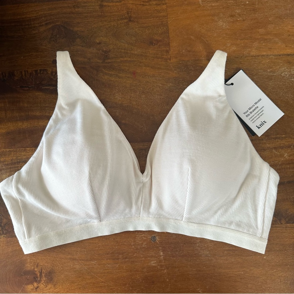 Knix Micro Modal Rib Bralette Ladies size XL Cloud off white NWT